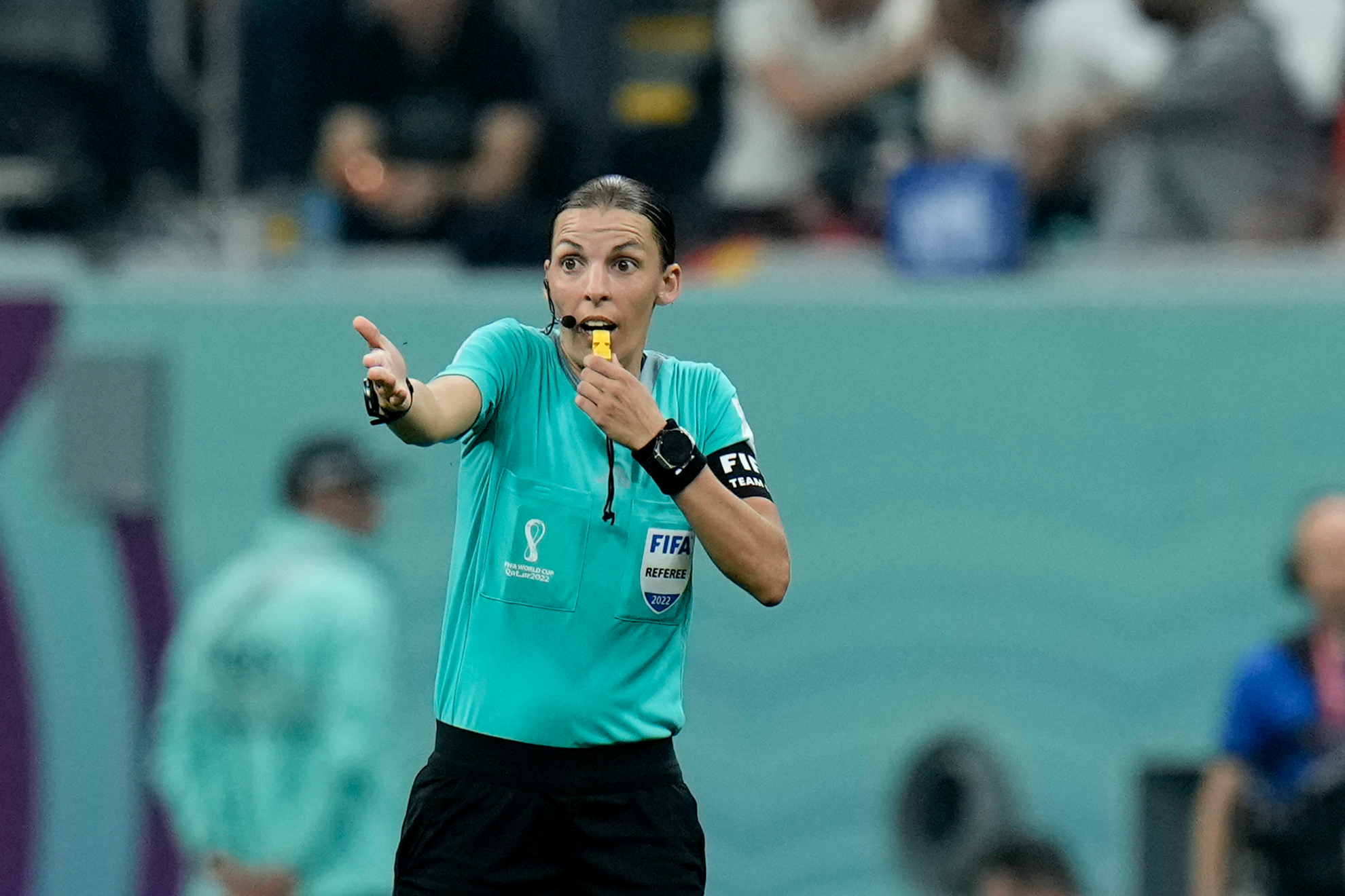 Stéphanie Frappart, en el partido del Mundial 2022 entre Costa Rica y Alemania.