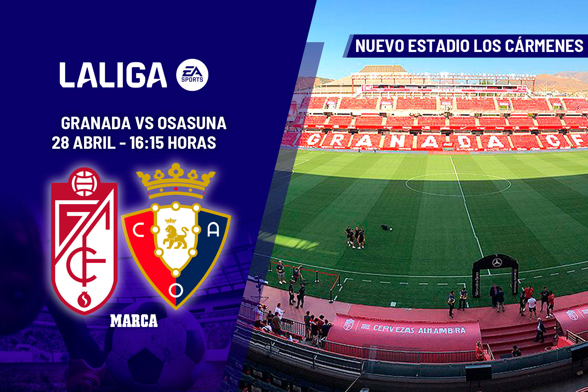 Granada - Osasuna: a qu hora, dnde ver hoy en TV y canal del partido de LaLiga EA Sports