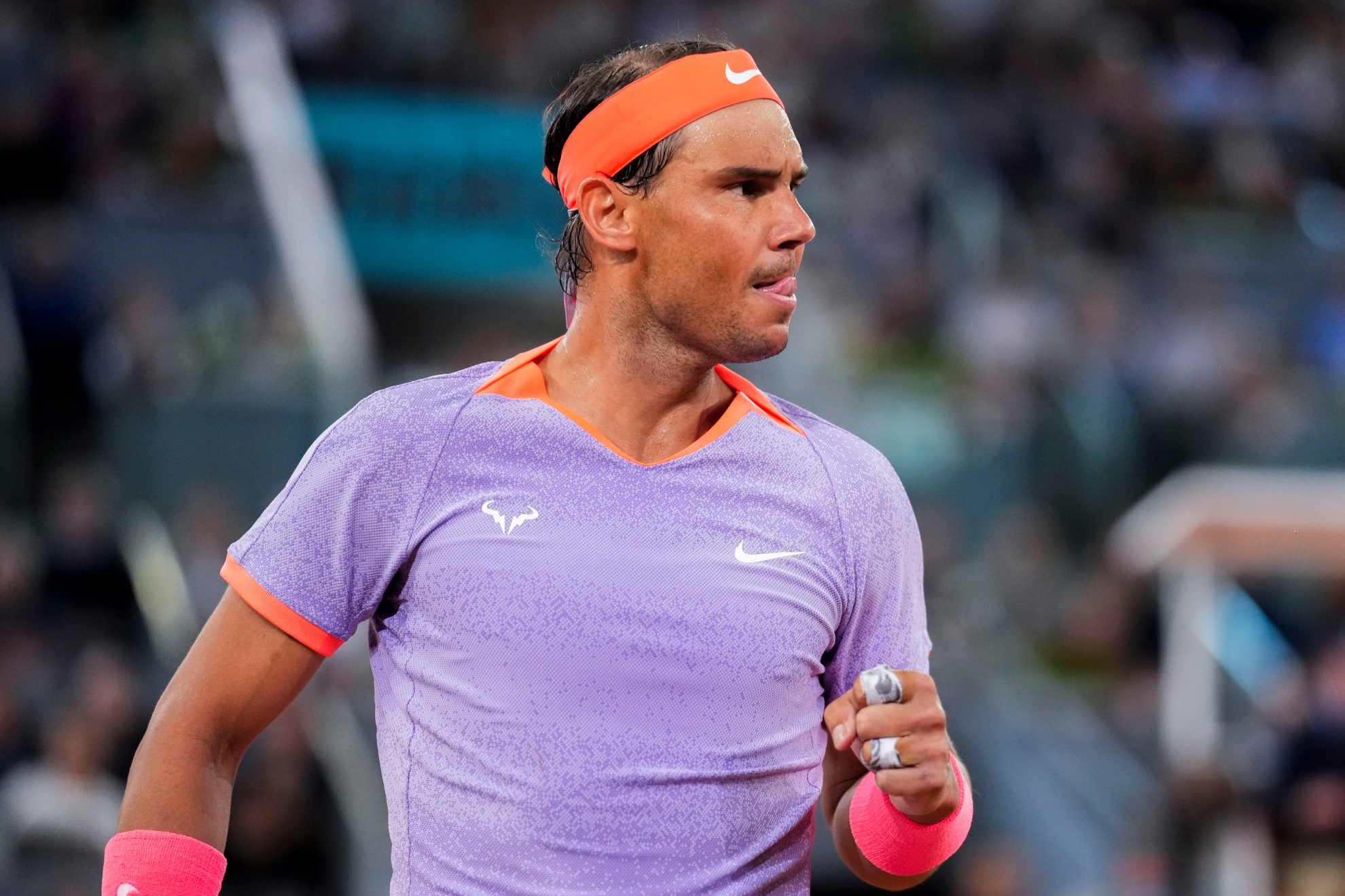 Nadal celebrates a point