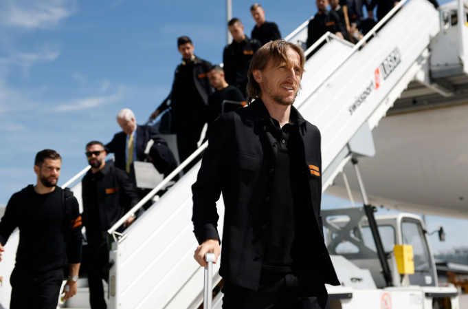 Modric, a la llegada del avin del Real Madrid a Mnich
