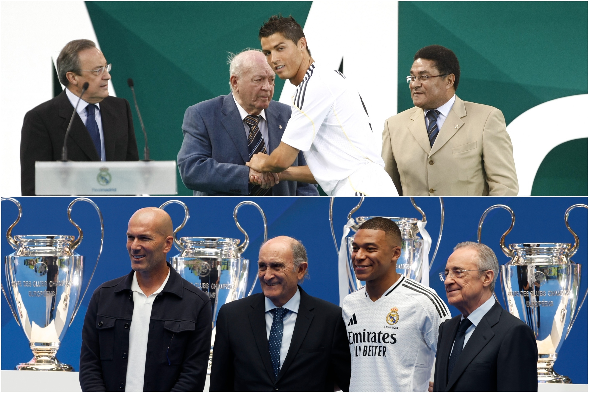 En la imagen de arriba Alfredo Di Stefano y Eusebio junto a Florentino P