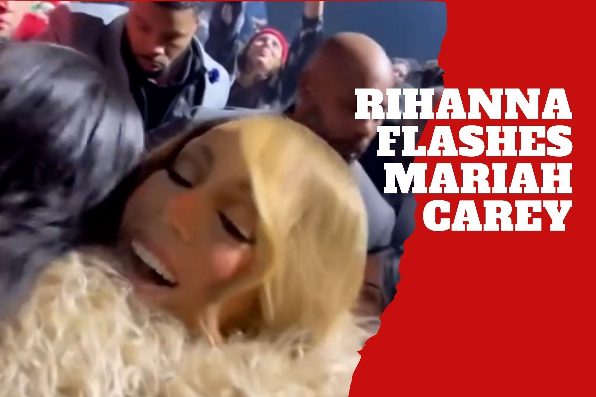 Rihanna flashing thousands and asking Mariah Carey to sign her breast