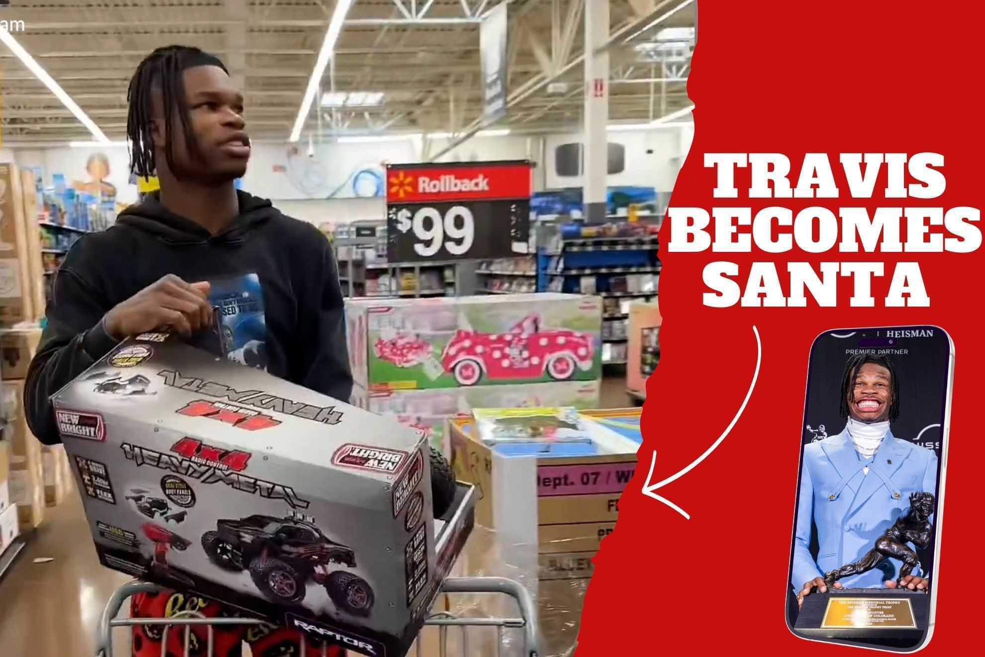 Travis Hunter and his fianc�e become Santa Claus for five poor families in Colorado