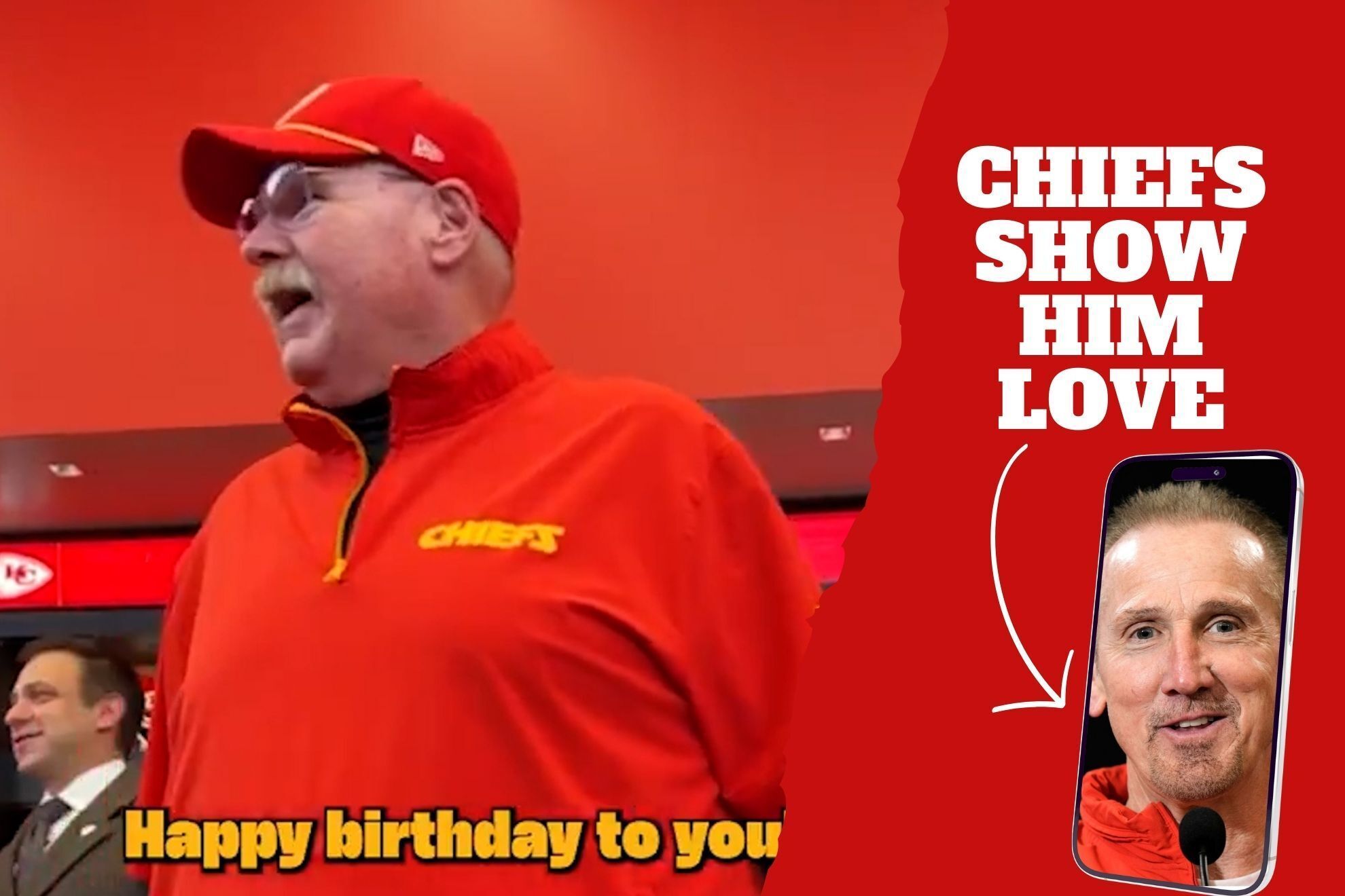 Andy Reid and the Chiefs surprise a team member with a gesture after beating the Houston Texans