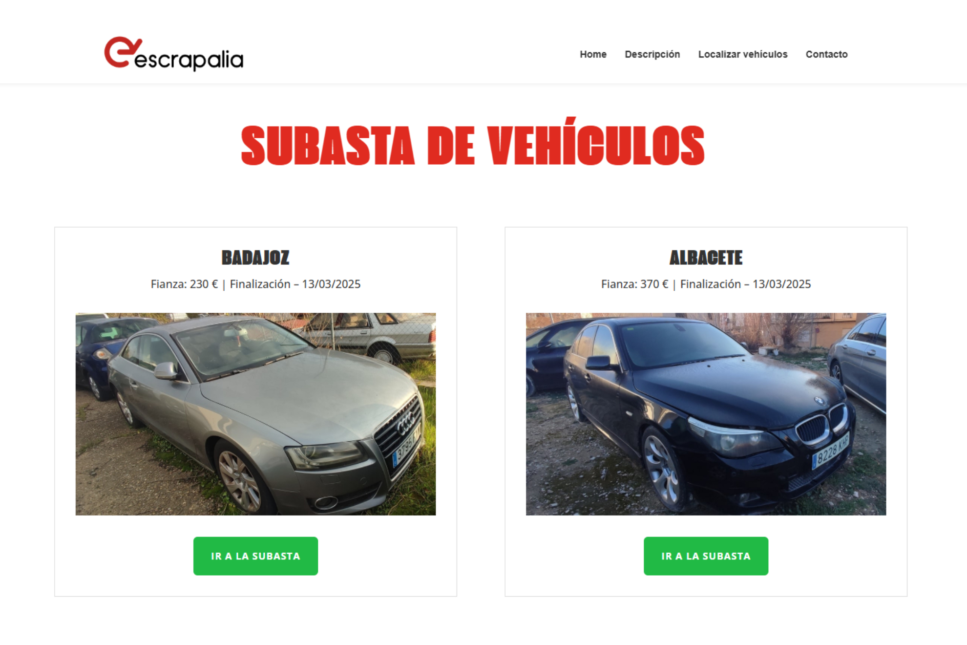 El portal Escrapalia es el que gestionará las subastas electrónicas.