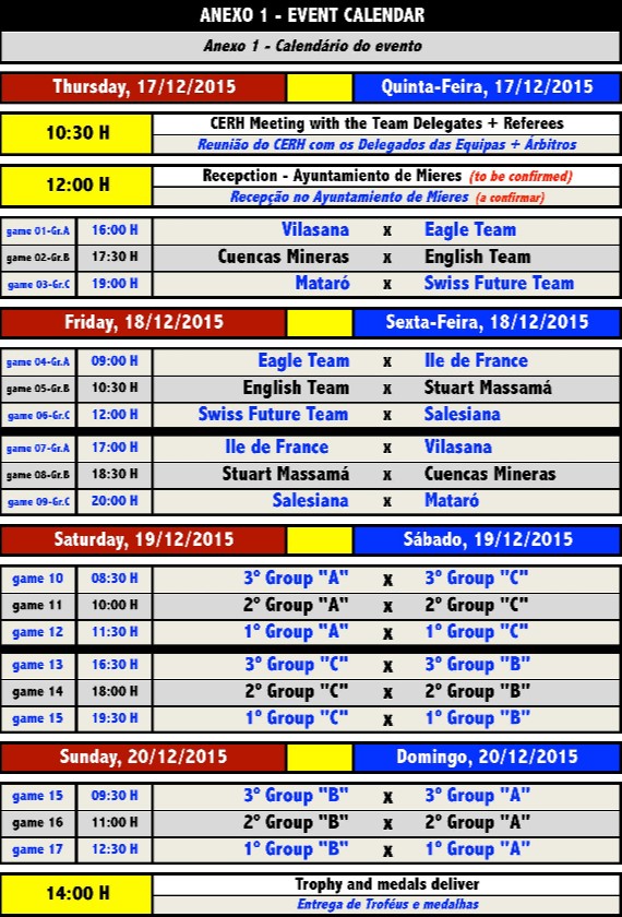 Calendario Copa A.González