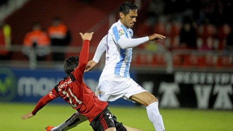Gol de Santa Cruz (1-1) en el Mirandés 2-1 Málaga