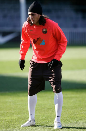 Martín Cáceres, durante un entrenamiento con el Barcelona.