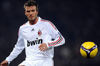 David Beckham, durante su debut con el Milan.