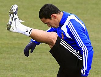 Ricardo Oliveira durante un entrenamiento con el Zaragoza.