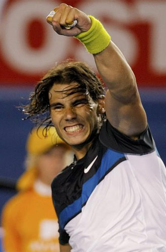 Rafa Nadal celebra la victoria ante Haas en Melbourne.