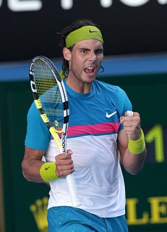 Rafa Nadal celebra su pase a cuartos de final tras vencer a Fernando Gonzlez.
