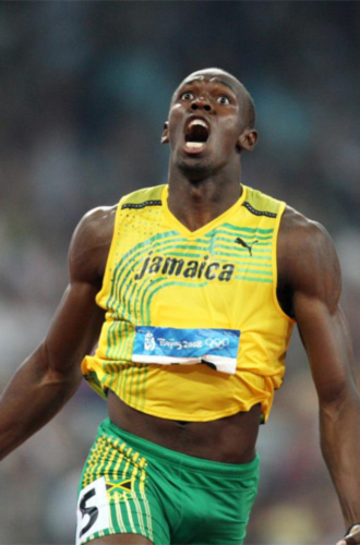 Bolt, tras cruzar la lnea de meta en la prueba de 200 metros de los Juegos Olmpicos.