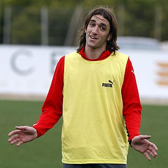 Gonzalo Rodrguez durante un entrenamiento del Villarreal.