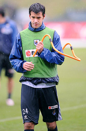 Xabi Prieto, durante un entrenamiento de la Real Sociedad esta temporada.