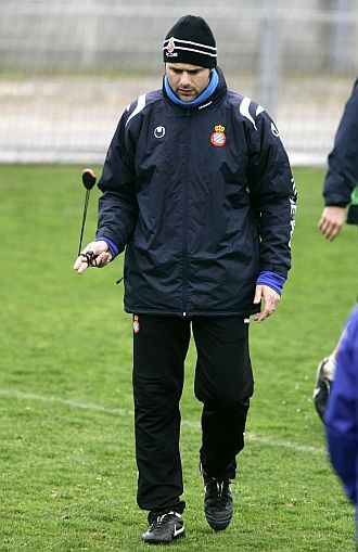 Mauricio Pochettino durante el entrenamiento del Espanyol