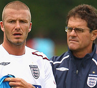 David Beckham y Fabio Capello con Inglaterra.