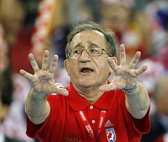 Lino Cervar realiza un gesto durante el Mundial de Croacia