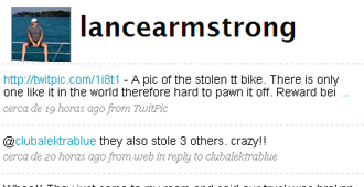 Armstrong ofrece recompensa por su bici en Twitter.