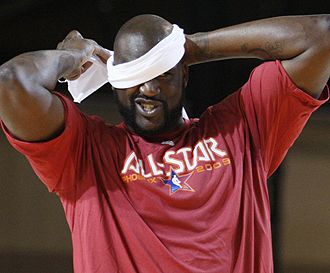 Shaquille ONeal bromeando durante el All Star