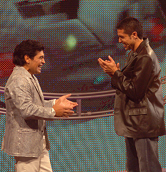 Riquelme y Maradona cuando el primero visit al segundo en su programa de la televisin argentina.