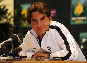 Roger Federer, durante la rueda de prensa previa a Indian Wells.