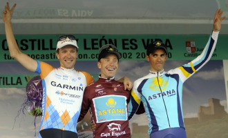 De izq. a dcha.: David Zabriskie, Levi Leipheimer y Alberto Contador, el podio final.