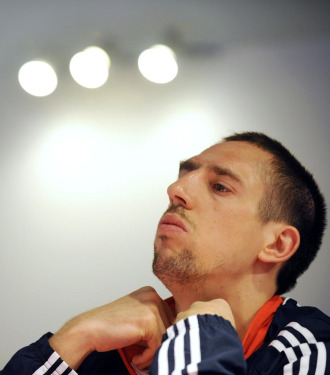 Ribery, en una rueda de prensa con la selección francesa