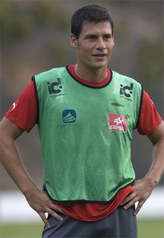 Pablo Sicilia, durante un entrenamiento con el Tenerife.
