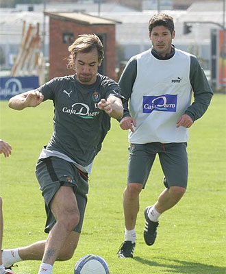 Borja en un entrenamiento del Valladolid.
