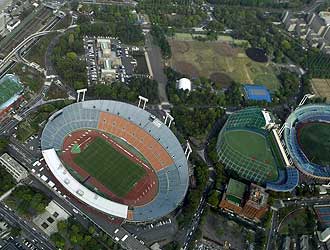 Vista area de algunas de las instalaciones deportivas de Tokio.