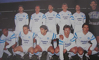 El Olympique de Marsella en la temporada 89/90 con jugadores como Papin, Francescoli y Deschamps.