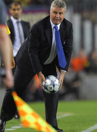 Guus Hiddink, en un momento del Bara-Chelsea