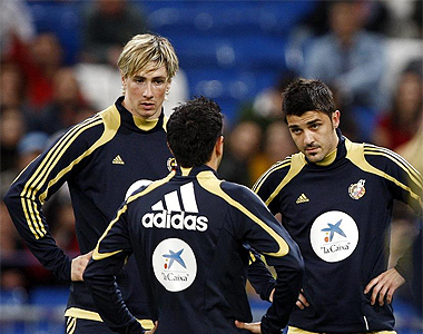 Torres, Villa y Xavi, con la seleccin.