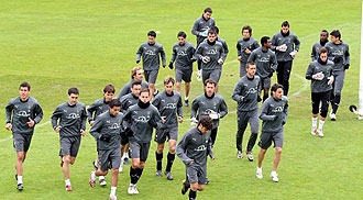 El Valladolid durante el entrenamiento