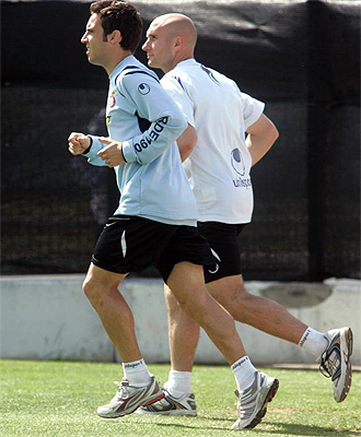 David Garca, durante un entrenamiento con el Espanyol
