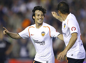 Silva celebrando un gol con Joaqun
