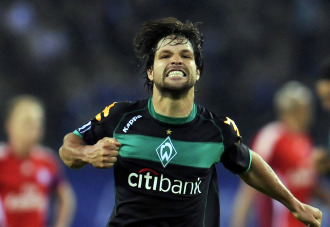 Diego celebra un gol con el Werder Bremen.