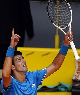 Djokovic celebra la victoria ante Ljubicic.
