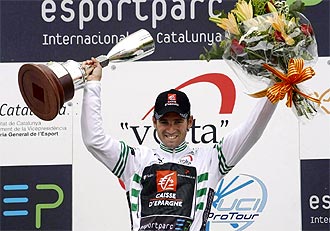 Valverde, en el podio final de la Volta.