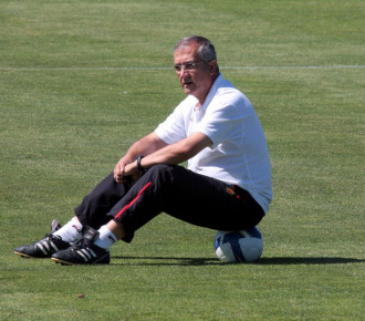 Gregorio Manzano, en un entrenamiento del Mallorca.