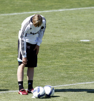 Guti, en un entrenamiento del Real Madrid.