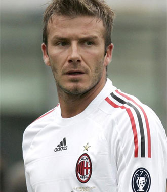 David Beckham, en un partido con el Milan.