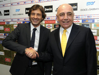 Adriano Galliani, junto a Leonardo en la presentacin del tcnico.