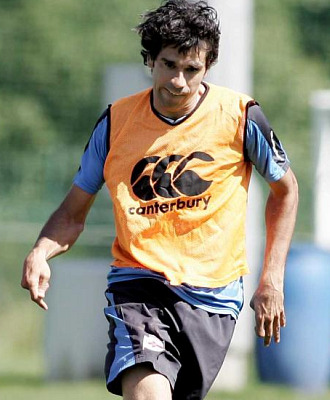 Juan Carlos Valern, durante un entrenamiento con el Deportivo