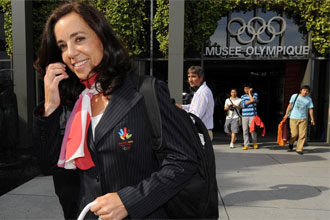 Mercedes Coghen a la salida del Museo Olmpico de Lausana.