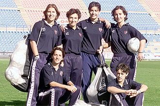 Las jugadoras del Levante femenino: Vanesa, Sandra Vilanova, Alicia Fuentes, Rosa Castillo, Auxi Gimenez y Laura Ots