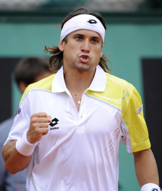David Ferrer durante un partido en Roland Garros.