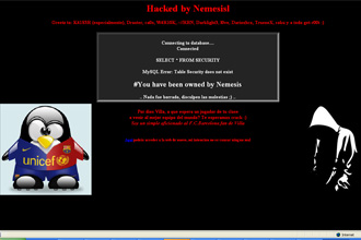 Esto es lo que se encontraban los internautas que intentaban acceder a la web de Villa tras ser hackeada.