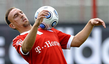 Frank Ribry entrenando en el Bayern